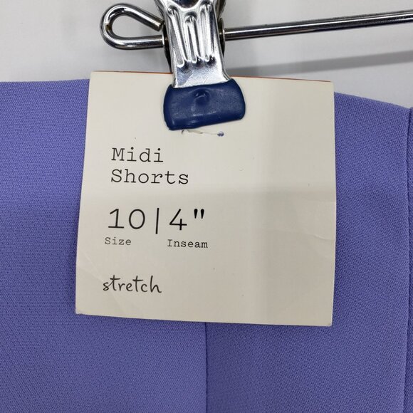 3/$25 a new day Stretch Midi Pleated Shorts 10 Womens High Rise Waist Purple - Picture 5 of 10